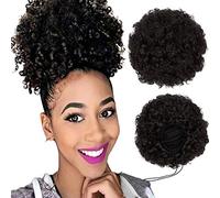 Synthetic Afro Puff Drawstring Ponytail Short Kinky Curly Hair Bun Extension Donut Chignon Hairpieces Wig Updo Clip in Bun Ponytail Extensions Large Size