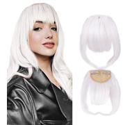 Synthetic Bang Two-Side Long Fringe Hairpiece Adding Volume Clip-In Hair Extensions for Gray Thinning Hair - 20cm (White, 30g)