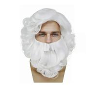 Synthetic Beard and Wig Sets Short Gray Old Man Curly Wig Costume Cosplay Suit for Men Christmas Party(White)