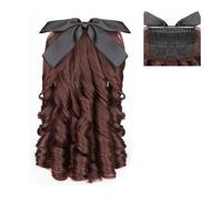 Synthetic Black Brown Ladies Princess Curly Hairband Hair Comb Ponytail Clip Women Hairs Hair Extension for Daily Use(Dark Brown)