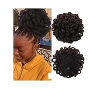 Synthetic Bun Afro Puff Drawstring Ponytail Hair Chignon Braids Buns Hairpiece Clip in Hair Extensions for Black Women Ponytail Hairpieces Hair Ponytail for Women Girls(BLACK BROWN)