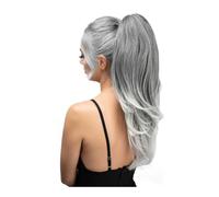 Synthetic Claw Clip In Ponytail Long Straight Hair Extensions, Daily Ware Hairpiece Pigtail With Band Horse Tail Hair Extension for Daily Use(Mix Gray)