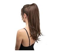 Synthetic Claw Clip In Ponytail Long Straight Hair Extensions, Daily Ware Hairpiece Pigtail With Band Horse Tail(Medium Brown)