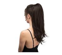 Synthetic Claw Clip In Ponytail Long Straight Hair Extensions, Daily Ware Hairpiece Pigtail With Band Horse Tail(Dark Brown)