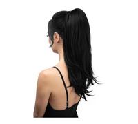 Synthetic Claw Clip In Ponytail Long Straight Hair Extensions, Daily Ware Hairpiece Pigtail With Band Horse Tail(Jet Black)