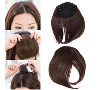 Synthetic Clip in Bangs Hair Extension with Adjustable Clips for Women | Brown High Temperature Fibre, Natural Looking Fringe, Ventilated Comfortable Fit, Easy Daily Wear for Halloween Parties