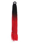 Synthetic Colored Braided Ponytail Hair Extension 60CM Elastic Rubber Band Braiding Ponytail Hair Extensions For Girls-B1-24inches
