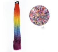 Synthetic Colored Braided Ponytail Hair Extension 60CM Elastic Rubber Band Braiding Ponytail Hair Extensions For Girls-D4-24inches