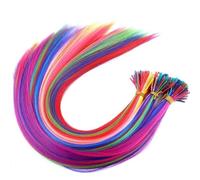 Synthetic Colored I-Tip Feather Hair Extensions10-50Strands/Pack Women's High Temperature Fiber Wig Accessories Solid Color Hair For Party Festival(Mixed Colors,16inches-40PCS)