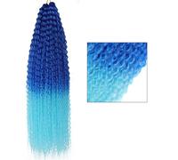 Synthetic Crochet Curl Water Wave Hair Twist Braid Deep Wave Braiding Hair Extension Wavy For Women deepblue-lightblue 30inches#1PcsLot