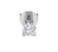 Synthetic Diamond Solitaire Earring 1.00 ct E VS1 IGI, 18k White Gold, 4 Claw Frame 7 mm. Large Pressure Closure.