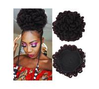 Synthetic DreadLock Afro Puff Hair Bun Chignon Faux Locs Clip In Drawstring Pony Tail Hair Pieces(99J)