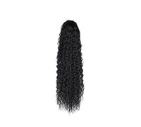 Synthetic Fake Hair Extensions Long Kinky Curly Drawstring Ponytail Clip In Wrap Around Ponytail(1B-Black)