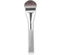 Synthetic Fiber Foundation Brush with Tongue Shape Head and Anti-Bacterial Bristles for Sensitive Skin Compatibility (Silver)