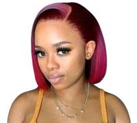 Synthetic Fibre Straight Hairpiece Side Parting Design Headgear For Quick Hairstyle Wine Red Hair Extention For Women Cosplay Hair Extension
