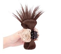 Synthetic Fibre Wigs Hairpiece Hair Clip Faux Updos Half Tied Hair Holder With Rose Flower Design For Quick Styling Synthetic Hairpiece Clip