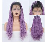 Synthetic Front Wigs 13X6 High Temperature Fiber Hair Synthetic Front Wig Long Black Woven Frame Braid Front Wig Female,B,20 Inches (18 Inches|B)