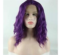 Synthetic Front Wigs Loose Curls in The Middle 150% Density Synthetic Hair Heat Resistant Purple Ladies Short Front (22 Inches)