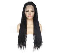 Synthetic Front Wigs Natural Black And No Glue 2X Twist Woven African Black Synthetic Wig Black Women'S Daily Wear,18 Inches (22 Inches)