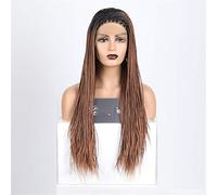 Synthetic Front Wigs Ombre Brown Woven Box Shaped Wig High Temperature Resistant Long Hair For Women Synthetic Front Wig Wig In The Middle,B,26 Inches (20 Inches|B)