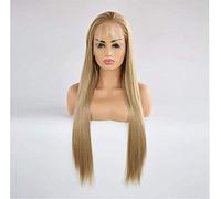 Synthetic Front Wigs,Straight Silk Style, Front Wig in The Middle Synthetic Linen Hair 150% Density Heat Resistant Wig,28 inches (18 Inches)