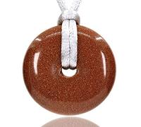 Synthetic Golden Sandstone Gemstones Peace Donut 30M Beads Adjustable Braided Macrame Tassels Pendant Unisex