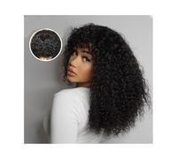 Synthetic Hair 100% Humain Hair Kinky Curly Wigs for Women Glueless Water Wave Bob Wig with Bangs Wigs for Women(24inches)