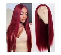 Synthetic Hair 13x3 Burgundy Red Synthetic Lace Front Wig Straight Hair Lace Wigs Glueless Heat Resistant Synthetic Lace Front Wigs For Women Wigs for Women(24inches 1PC)