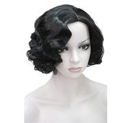 Synthetic Hair 1920‘s Flapper Hairstyles Wig for Women Finger Wave Retro Style Short Synthetic Wig(BLACK)