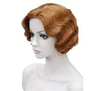 Synthetic Hair 1920‘s Flapper Hairstyles Wig for Women Finger Wave Retro Style Short Synthetic Wig(BROWN)