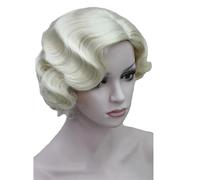 Synthetic Hair 1920‘s Flapper Hairstyles Wig for Women Finger Wave Retro Style Short Synthetic Wig(GREEN)