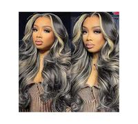 Synthetic Hair 200 Density Highlight Body Wave Wig Human Hair 13x4 Hd Lace Frontal Wig 1B/27 Honey Blonde Wigs for Women(22inches)