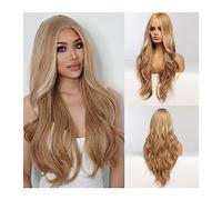 Synthetic Hair 30inch Golden Highlight Blonde Long Wavy Synthetic Wigs Middle Part Natural Hairs for Women Daily Party Heat Resistant Fibers Wigs for Women