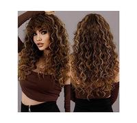 Synthetic Hair Afro Kinky Curly Wig with Bangs Synthetic Blonde Curly Wig for Black Women Natural Hair Cosplay Party Heat Resistant Wigs for Women
