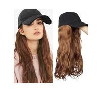 Synthetic Hair Baseball Cap with Hair extensions Hat Wigs Long Wavy Synthetic Wig Wigs for Women(411-light brown)