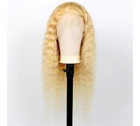 Synthetic Hair Human Hair 13x4 Lace Front Wig Deep Wave #613 Lace Frontal Wig Pre Plucked Wigs for Women(18inches)