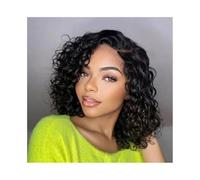 Synthetic Hair Human Hair Wig Curly Wigs for Women Real Human Hair Glueless Wig Brazilian T-Part Transparent Lace Frontal Pre Plucked Wigs for Women(10inches)