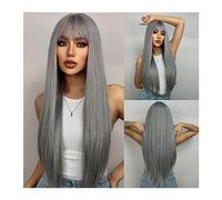 Synthetic Hair Long Blue Straight Wig With Bangs Heat Resistant Synthetic Wigs For Women Daily Use Wigs for Women