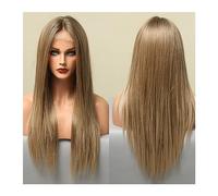 Synthetic Hair Long Silky Straight Lace Front Wigs for Women Ombre Brown Blonde Lace Synthetic Wigs Natural Daily Party Use Heat Resistant Wigs for Women