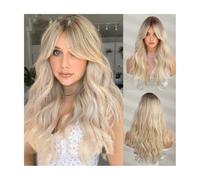 Synthetic Hair Long Wavy Blonde Synthetic Wigs with Highlights Middle Part for Afro Women Hair Heat Resistant Fibre Wigs for Women