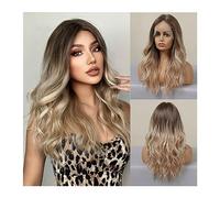 Synthetic Hair Long Wavy Synthetic Lace Front Hair Wigs Mid-Length Brown Blonde Ombre Lace Wig for Women Afro Cosplay Daily Heat Resistant Hair Wigs for Women