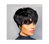 Synthetic Hair Pixie Cut Wigs Brazilian Human Hair Short Bob Wig with Bangs Layered Pixie Cut Wig Wigs for Women