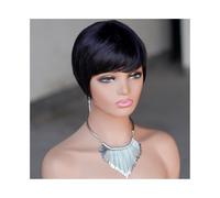 Synthetic Hair Short Black Wig Human Hair Wigs for Women Pixie Cut Wig Brazilian Human Hair Wig Wigs for Women(Natural Black)