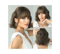 Synthetic Hair Short Bob Wig Blonde Wavy Wigs with Bangs Synthetic Hair Daily Cosplay Wig Wigs for Women