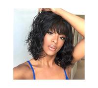 Synthetic Hair Short Bob Wig Body Wave Human Hair Wig with Bangs Full Machine Made for Black Women Wigs for Women
