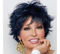 Synthetic Hair Short Dark Brown Pixie Layered Wig with Bangs Mixed Auburn Curly Wigs for Women-2-12INCHES