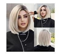 Synthetic Hair Short Ombre Blonde Bob Wig for Women Daily Party Natural Synthetic Lavender Side parting Wig Heat Resistant Straight Wigs Wigs for Women