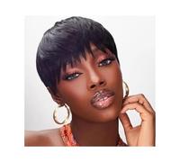 Synthetic Hair Short Pixie Wig Human Hair Short Layered Cut Human Hair Wigs for Women 4 Inch Wigs for Women