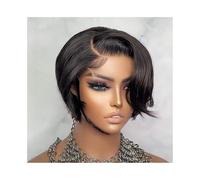 Synthetic Hair Side Part Lace Wig Pixie Cut Wigs Straight Human Hair Transparent T Part Gluess Lace Wig Wigs for Women