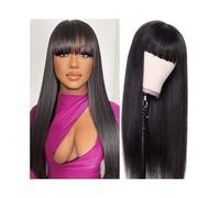 Synthetic Hair Straight Human Hair Wigs with Bang Full Machine Made Wig Non Lace Wig for Black Women Wigs for Women(28inches)